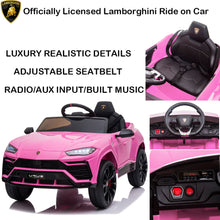 Load image into Gallery viewer, iRerts 12V Ride on Toys for Boys Girls, Licenced Lamborghini Electric Battery Powered Ride on Cars with Remote Control, LED Light, Radio, USB Port, AUX
