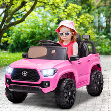 Load image into Gallery viewer, Licensed Toyota Tacoma 12V Battery Powered Ride on Cars with Remote Control, Electric Ride on Vehicles for Kids Boys Girls, Ride on Truck Toys with USB, AUX, MP3, FM Function, LED Headlight
