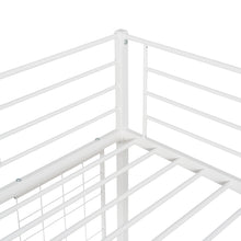 Load image into Gallery viewer, iRerts Twin Loft Bed Frame, Modern Twin Metal Loft Bed with Desk and Metal Grid, Twin Loft Bed with Ladder and Guardrail, No Box Spring Needed, Twin Size Loft Bed for Bedroom Apartment, White
