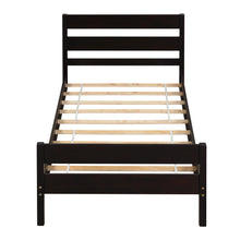 Load image into Gallery viewer, Wood Twin Platform Bed, iRerts Twin Bed Frame No Box Spring Needed, Modern Twin Size Bed Frames with Headboard, Wood Slats Support, Bedroom Furniture Single Bed Frame for Bedroom Apartment, Espresso
