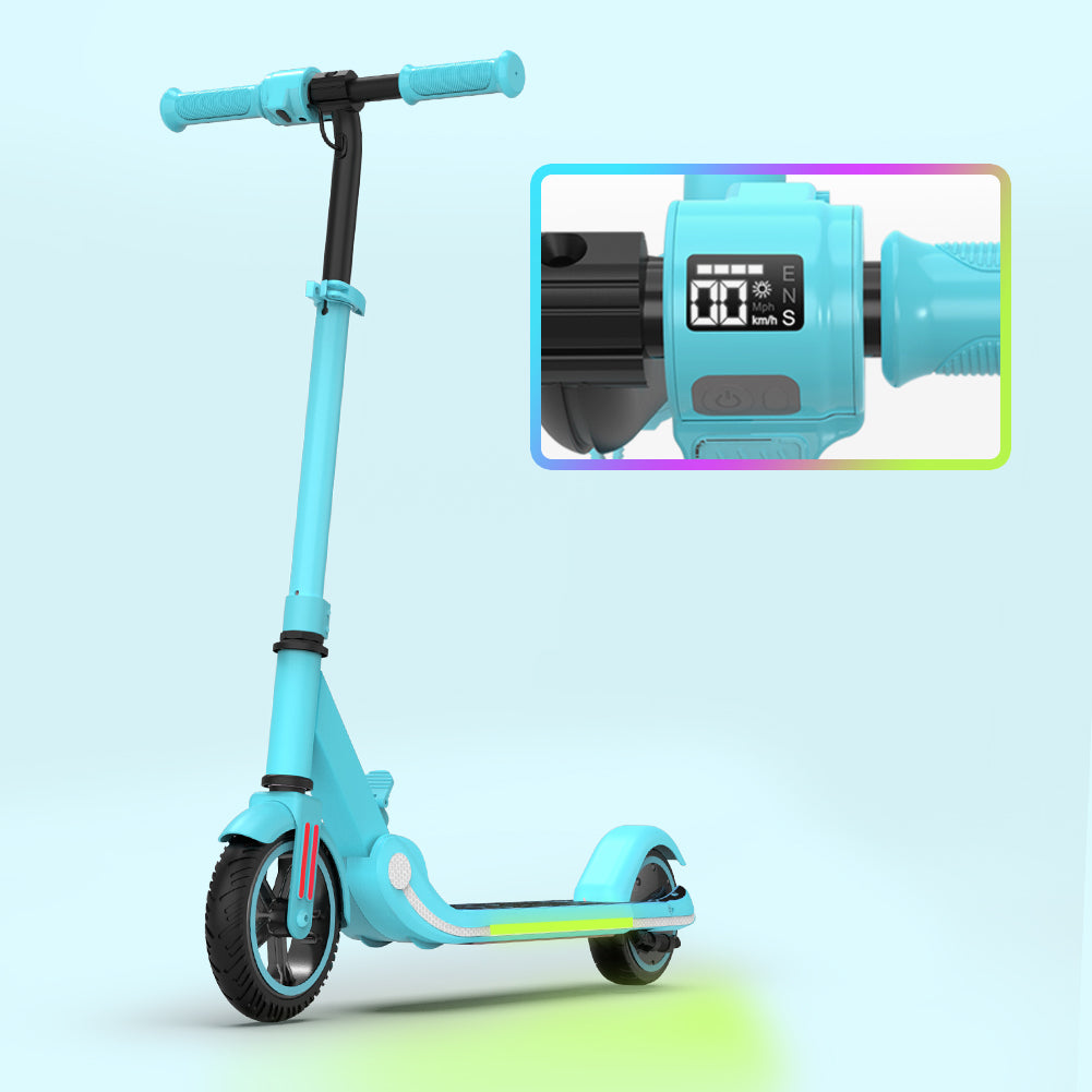 iRerts Kids Electric Scooters for 8-14 Year Old, Portable Folding Kids Scooter for Boys Girls, Adjustable Height Kids Electric Scooter with LED Display, Rear Brake, 7