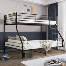 Load image into Gallery viewer, Twin over Full Bunk Bed for Adults Teens Kids, iRerts Industrial Metal Bunk Beds Twin over Full, Twin over Full Bunk Bed with Safety Guardrail, No Box Spring Needed, Space-Saving, Black

