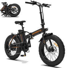 Load image into Gallery viewer, Electric Bikes for Adults, iRerts Portable Folding Electric Bike with 500W Motor, 20&quot; Fat Tire 3 Riding Modes and Removable Battery, Beach Snow Bicycle Electric Bikes for Men Women Teens, Black
