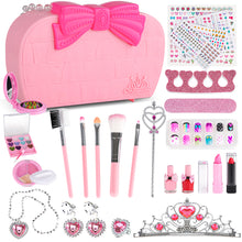 Load image into Gallery viewer, iRerts Kids Makeup Set, 26 Pcs Kids Makeup Kit for Girls Birthday Gifts, Little Girls Real Washable Makeup Kit Toddlers Dress up Set with Cosmetic Case, Birthday Gift Toys for 4-9 Years Girls, Pink
