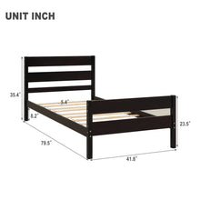 Load image into Gallery viewer, iRerts Twin Platform Bed Frame with Headboard, Solid Wood Twin Bed Frame for Adults Teens kids, Modern Twin Size Bed Frame with Slat Support for Bedroom Apartment, No Box Spring Needed, Espresso
