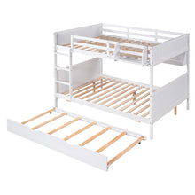Load image into Gallery viewer, iRerts Full Over Full Bunk Bed with Trundle, Wood Full Bunk Bed with Shelves for Kids Teens Adults, Separable Bunk Bed Full Over Full Convertible to 3 Full Beds, Modern Bunk Bed for Bedroom, White
