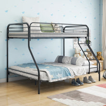 Load image into Gallery viewer, iRerts Metal Bunk Bed Twin Over Full, Heavy Duty Twin Bunk Beds for Kids Teens Adults, Twin Over Full Bunk Bed with Slats Support, No Box Spring Needed, Bunk Bed for Bedroom Dorm, Black
