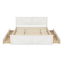 Load image into Gallery viewer, iRerts King Platform Bed Frame with 4 Storage Drawers, Wood King Bed Frame with Headboard, Slats Support and Support Legs, Modern Bed Frame King Size for Bedroom, No Box Spring Needed, White
