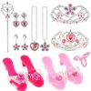 Load image into Gallery viewer, iRerts Girls Princess Dress Up Shoes Set, 12 Pcs Girls Role Play Shoes Pretend Jewelry Toys Set with Crown, Necklace, Earrings, Little Girl Princess Accessories Set for 3-6 Years Olds Girls Gifts
