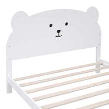 Load image into Gallery viewer, iRerts Full Bed Frame for Kids Boys Girls, Wood Full Platform Bed Frame with Bear-shaped Headboard and Footboard, Bed Frame Full Size with Slats Support, No Box Spring Needed, White
