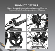 Load image into Gallery viewer, iRerts Electric Bike for Adults, Electric Bicycles with Removable Battery, 3 Riding Modes and Fat Tire, Lightweight Adult Electric Bicycles Commuter E-Bike for Men Women, Black
