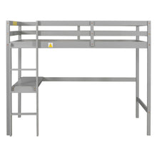 Load image into Gallery viewer, iRerts Twin Loft Bed Frame for Kids Boys Girls, Modern Twin Wood Loft Bed with Desk, Kids Twin Loft Bed with Ladder and Guardrail, No Box Spring Needed, Twin Size Loft Bed for Bedroom Apartment, Grey

