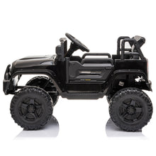 Load image into Gallery viewer, iRerts Black Kids 12V Ride on Truck with Remote Control for 2- 4 Years Old, Horn, LED Lights, MP3 Player, Radio, USB Port, Spring Suspension
