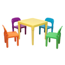 Load image into Gallery viewer, iRerts Kids Table and Chair Set, Plastic Toddler Table and Chair Set 3-8 Years, Lightweight Kid Table Set with 4 Chairs for Boys Girls, Childrens Kid Table and 4 Chairs Set for School, Home, Play Room

