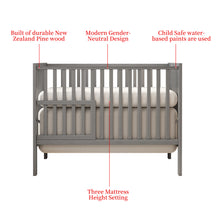 Load image into Gallery viewer, iRerts 5 In 1 Convertible Baby Crib, Wood Convertible Crib Toddler Bed with Wood Legs, Converts from Baby Crib to Toddler Bed, Fits Standard Full-Size Crib Mattress, Easy to Assemble, Gray
