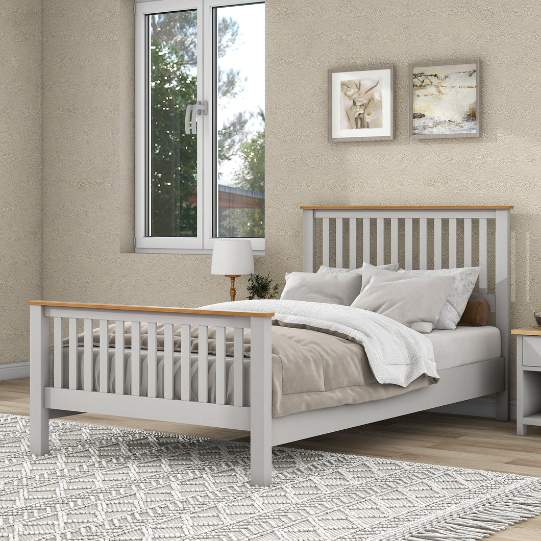 iRerts Full Size Bed Frame with Headboard, Wood Full Platform Bed Frame for Adults Teens Kids Bedroom, Modern Platform Bed Frame Full Size with Slats Support, No Box Spring Needed, Country Gray