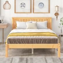 Load image into Gallery viewer, iRerts Full Platform Bed Frame with Headboard, Solid Wood Full Bed Frame for Adults Teens kids, Modern Full Size Bed Frame with Slat Support for Bedroom Apartment, No Box Spring Needed, Natural
