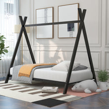 Load image into Gallery viewer, iRerts Metal Twin Size House Bed Frame, Kids Twin Bed Frame with Metal Slats, Kids Toddlers Tent Bed Frame Twin Size for Boys Girls, Twin Bed Frame No Box Spring Needed for Bedroom, Black
