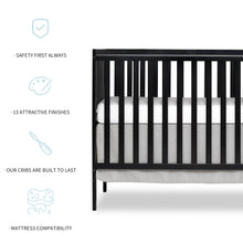 Load image into Gallery viewer, iRerts 5 In 1 Convertible Baby Crib, Wood Convertible Crib Toddler Bed with Wood Legs, Converts from Baby Crib to Toddler Bed, Fits Standard Full-Size Crib Mattress, Easy to Assemble, Black

