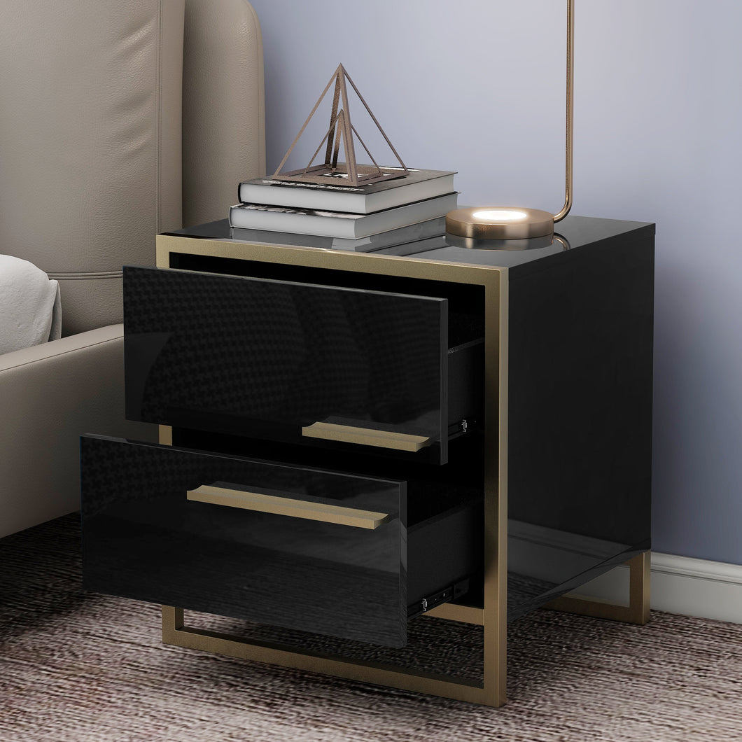 iRerts Side Table Wood Nightstand with Drawer, Modern Bedside Table End Table Sofa Side Table  for Bedroom Living Room, Black