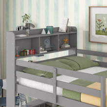 Load image into Gallery viewer, iRerts Wood Full Bunk Bed, Full Over Full Bunk Beds with Bookcase Headboard, Can Be Converted into 2 Beds, Bunk Bed Full Over Full for Kids Teens Bedroom, No Box Spring Required, Grey

