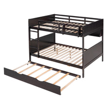 Load image into Gallery viewer, iRerts Full Over Full Bunk Bed with Trundle, Wood Full Bunk Bed with Shelves for Kids Teens Adults, Separable Bunk Bed Full Over Full Convertible to 3 Full Beds, Modern Bunk Bed for Bedroom, Espresso
