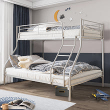 Load image into Gallery viewer, Twin over Full Bunk Bed for Adults Teens Kids, iRerts Industrial Metal Bunk Beds Twin over Full, Twin over Full Bunk Bed with Safety Guardrail, No Box Spring Needed, Space-Saving, Silver
