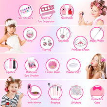 Load image into Gallery viewer, iRerts 26 Pcs Girls Makeup Set, Kids Makeup Kit for Girls with Cosmetic Case, Crown, Little Girls Toddlers Dress up Set, Kids Real Washable Makeup Kit Cosmetics Toys for 3-9 Years Old Birthday Gift
