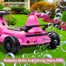 Load image into Gallery viewer, iRerts 6V Battery Powered Ride on Go Kart, Ride on Toys Go Kart for Kids Boys Girls, Kids Go Cart with Bubble Function One Button Start Horn Forward Backward, Kids Birthday Gifts for 2+ Ages
