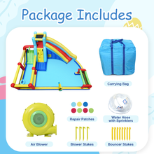 Load image into Gallery viewer, iRerts Bounce House for Kids, Outdoor Bouncy House with Blower, Inflatable Slide Bouncer with Splash Pool, Climbing Wall, Basketball Rim, Soccer Goal, Water Sprinkler, Outdoor Toys for 3-12 Years Old
