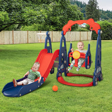 Load image into Gallery viewer, iRerts Toddler Swing and Slide Play Set, 3 In 1 Kid Toddler Outdoor Playset, Kids Play Climber Slide Playset with Basketball Hoop, Toddler Swing Set for Indoor Backyard, Outdoor Toys for Kids 1-8 Ages
