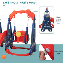 Load image into Gallery viewer, iRerts Toddler Swing and Slide Play Set, 3 In 1 Kid Toddler Outdoor Playset, Kids Play Climber Slide Playset with Basketball Hoop, Toddler Swing Set for Indoor Backyard, Outdoor Toys for Kids 1-8 Ages
