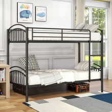 Load image into Gallery viewer, iRerts Twin Bunk Beds, Heavy Duty Twin Over Twin Metal Bunk Bed, Divided into Two Beds, Metal Bunk Bed Twin Over Twin with Safety Guard Rails, Bunk Beds for Kids Teens Adults Bedroom, Black
