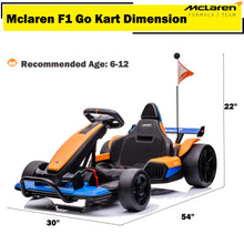 Load image into Gallery viewer, iRerts 24V Licensed Mclaren Battery Powered Go Karts for Kids Boys Girls 6+ Years Old, Kids Ride On Toys with Bluetooth, Music, One Button Start, Seat Belt
