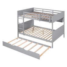 Load image into Gallery viewer, iRerts Full Over Full Bunk Bed with Trundle, Wood Full Bunk Bed with Shelves for Kids Teens Adults, Separable Bunk Bed Full Over Full Convertible to 3 Full Beds, Modern Bunk Bed for Bedroom, Gray
