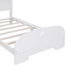 Load image into Gallery viewer, iRerts Wood Twin Platform Bed Frame with Bear-shaped Headboard and Footboard, Kids Twin Bed Frame for Boys Girls with Slats Support, Twin Bed Frames No Box Spring Needed for Bedroom, White

