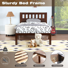 Load image into Gallery viewer, iRerts Wood Twin Bed Frame, Modern Twin Platform Bed Frame with Headboard, Wood Support Slats, Twin Size Bed Frame No Box Spring Needed, Bed Frame Twin Size for Kids Teens Adults Bedroom, Dark Walnut
