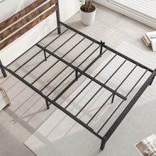 Load image into Gallery viewer, iRerts Metal Full Platform Bed Frame with Wood Headboard, Heavy Duty Full Bed Frame with Metal Slat Support, No Box Spring Needed, Industrial Full Size Bed Frames for Bedroom, Rustic Brown
