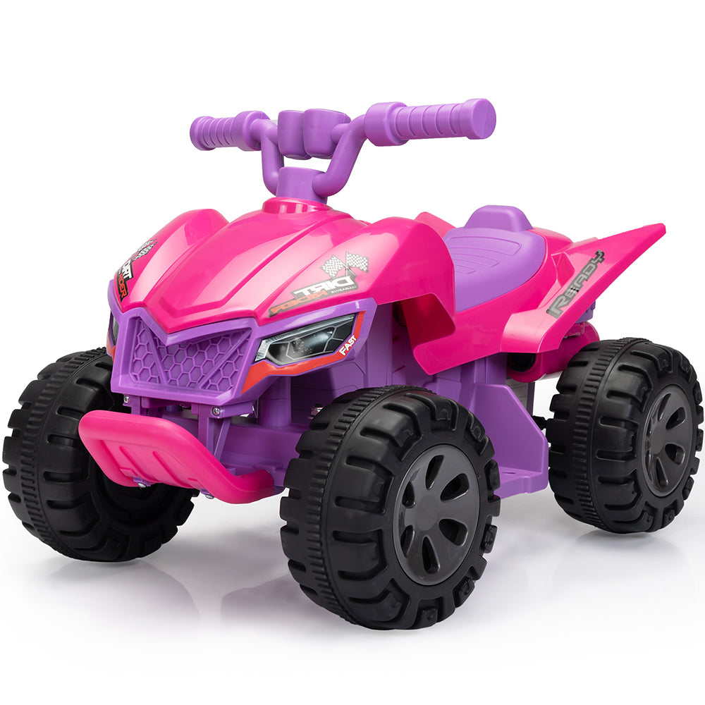 iRerts 6V Ride on ATV Cars, Battery Powered Ride on Toys for Boys Girls Toddlers Birthday Christmas Gifts, Kids Electric Quad Cars with Music, LED Lights, Spray Device, Pink