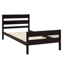 Load image into Gallery viewer, iRerts Wood Twin Bed Frame, Espresso Twin Platform Bed Frame with Headboard and Footboard, Modern Twin Bed Frame No Box Spring Needed for Adults Teens Kids, Twin Size Bed Frame with Wood Slat Support
