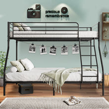 Load image into Gallery viewer, iRerts Metal Bunk Beds Twin over Full, Heavy Duty Bunk Beds Twin over Full for Kids Adults, Twin over Full Bunk Bed with Safety Guardrail, No Box Spring Needed, Noise Free, Black
