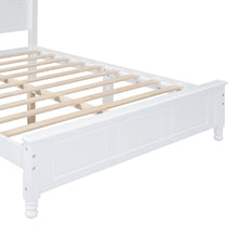 Load image into Gallery viewer, iRerts Wood Full Size Platform Bed Frame, Full Bed Frame with Headboard and Wooden Slat Support, Retro Bed Frame Full Size No Box Spring Needed, Easy Assembly, White
