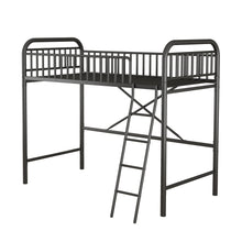 Load image into Gallery viewer, iRerts Black Loft Bed Twin Size, Twin Metal Loft Bed for Kids Teens, Twin Size Loft Bed with Ladder, Full-Length Guardrails, No Box Spring Needed, Modern Twin Loft Bed for Bedroom, Dorm, Guest Room
