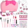 iRerts Kids Makeup Set, 26 Pcs Kids Makeup Kit for Girls Birthday Gifts, Little Girls Real Washable Makeup Kit Toddlers Dress up Set with Cosmetic Case, Birthday Gift Toys for 4-9 Years Girls, Pink