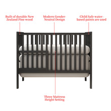 Load image into Gallery viewer, iRerts 5 In 1 Convertible Baby Crib, Wood Convertible Crib Toddler Bed with Wood Legs, Converts from Baby Crib to Toddler Bed, Fits Standard Full-Size Crib Mattress, Easy to Assemble, Black
