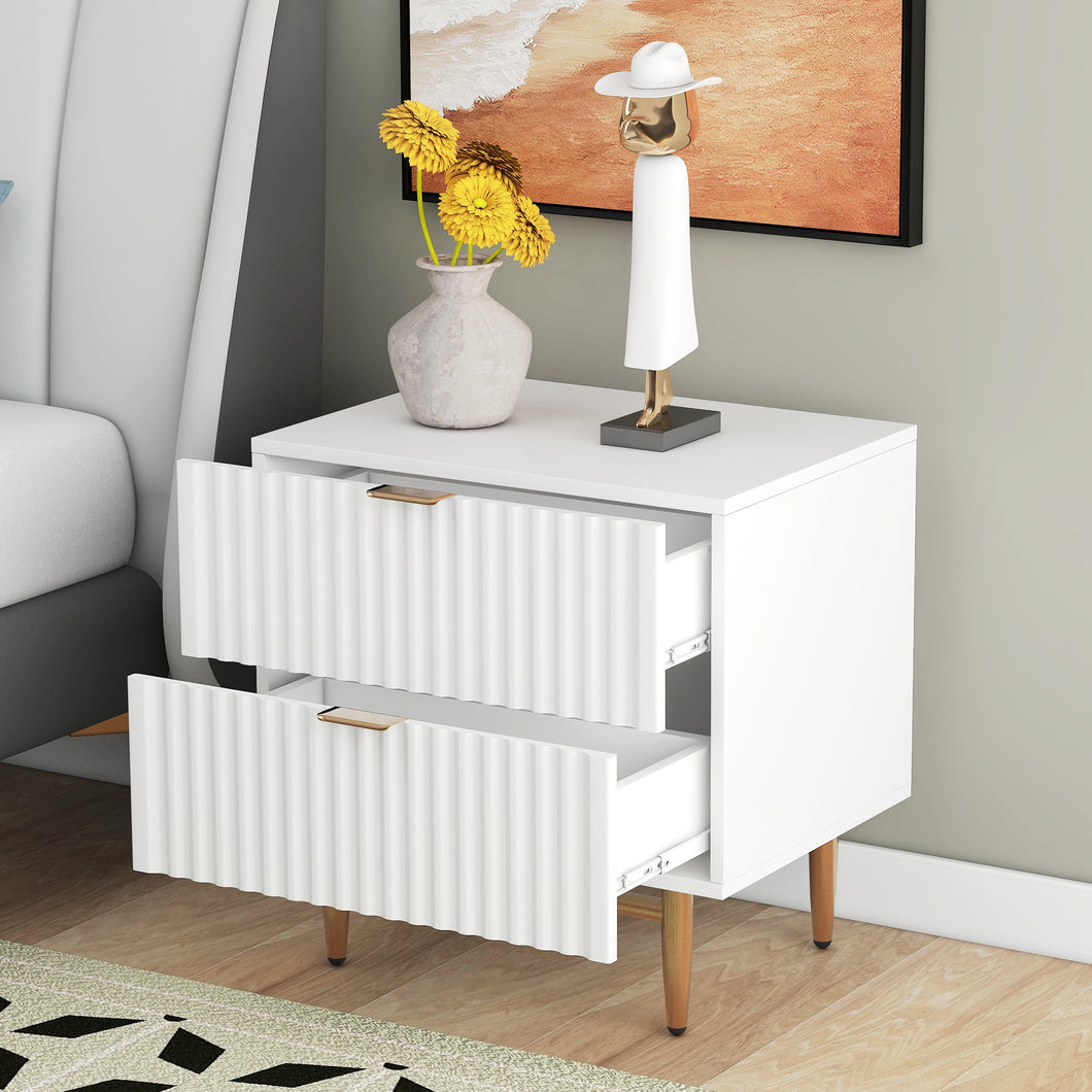 iRerts Side Table Wood Nightstand with Drawer, Modern Bedside Table End Table Sofa Side Table  for Bedroom Living Room, White