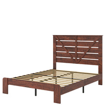Load image into Gallery viewer, iRerts Wood King Bed Frame with Headboard, King Platform Bed Frame for Adults Teens, Industrial Bed Frames King Size with Large Under Bed Storage, Noise Free, No Box Spring Needed, Vintage Brown

