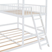 Load image into Gallery viewer, iRerts Twin Over Twin Bunk Bed with Extending Trundle, Wood Bunk Bed Twin Over Twin with Ladder and Roof, Versatility Kids Bunk Bed No Box Spring Needed for Boys Girls Bedroom Furniture, White
