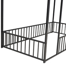 Load image into Gallery viewer, iRerts Twin Bed Frame Floor Bed, Metal Kids Twin Bed Frame with House Roof Frame, Floor Twin Bed Frame for Toddlers Girls Boys Bedroom, House Floor Bed Frame with Fence Guardrails, Black
