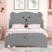 Load image into Gallery viewer, iRerts Full Bed Frame for Kids Boys Girls, Wood Full Platform Bed Frame with Bear-shaped Headboard and Footboard, Bed Frame Full Size with Slats Support, No Box Spring Needed, Gray
